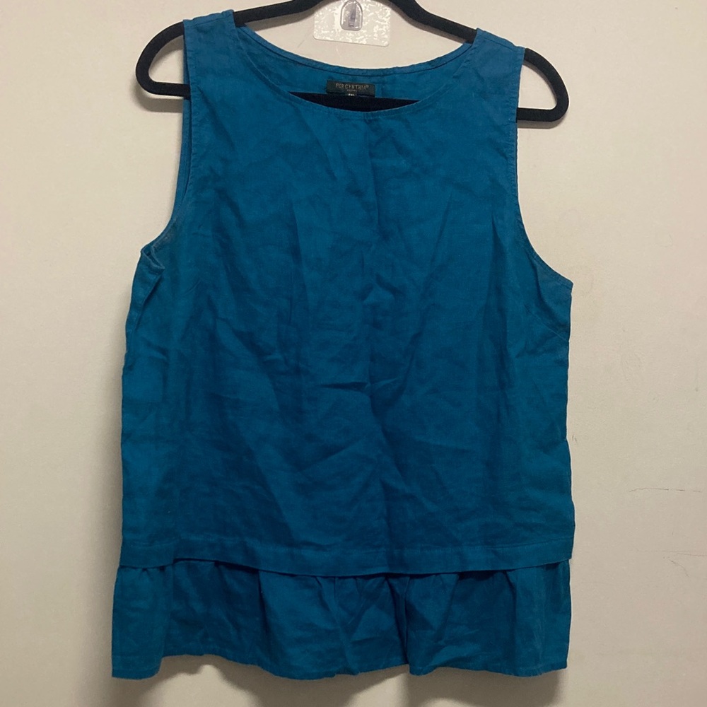 FOR CYNTHIA/Sleeveless linen Blue Women's Top